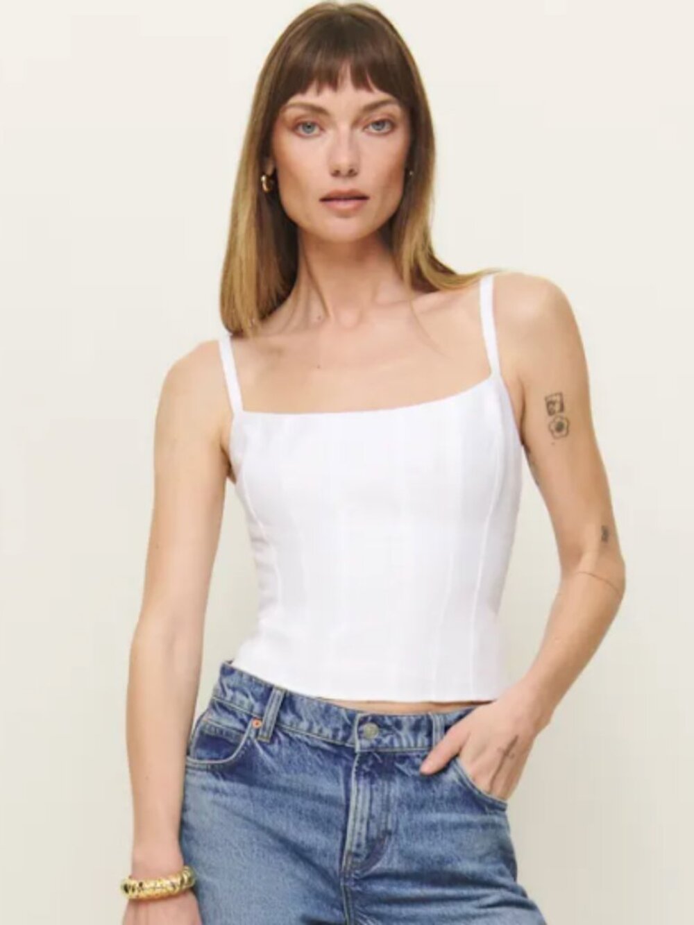 Reformation Hattie Linen Top Ivory - Size 4